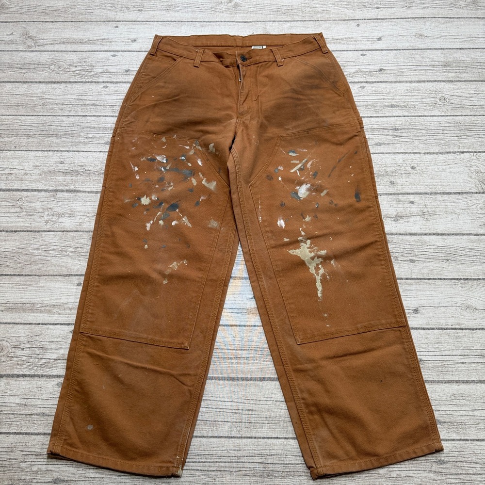 Vintage Dakota Pants Men's 36x30 Brown Double Knee Duck Canvas Painted Utility